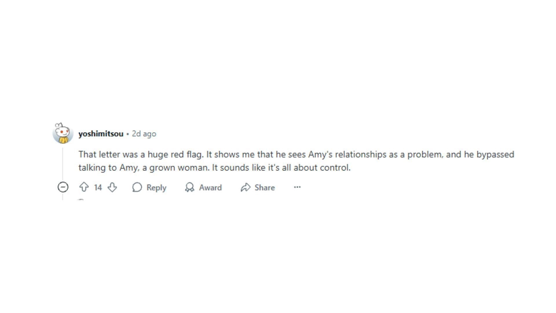 A screenshot of the titular Reddit comment (Image via Reddit/@yoshimitsou)